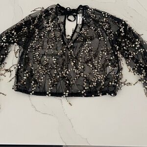 Chic Black Sequin Blouse